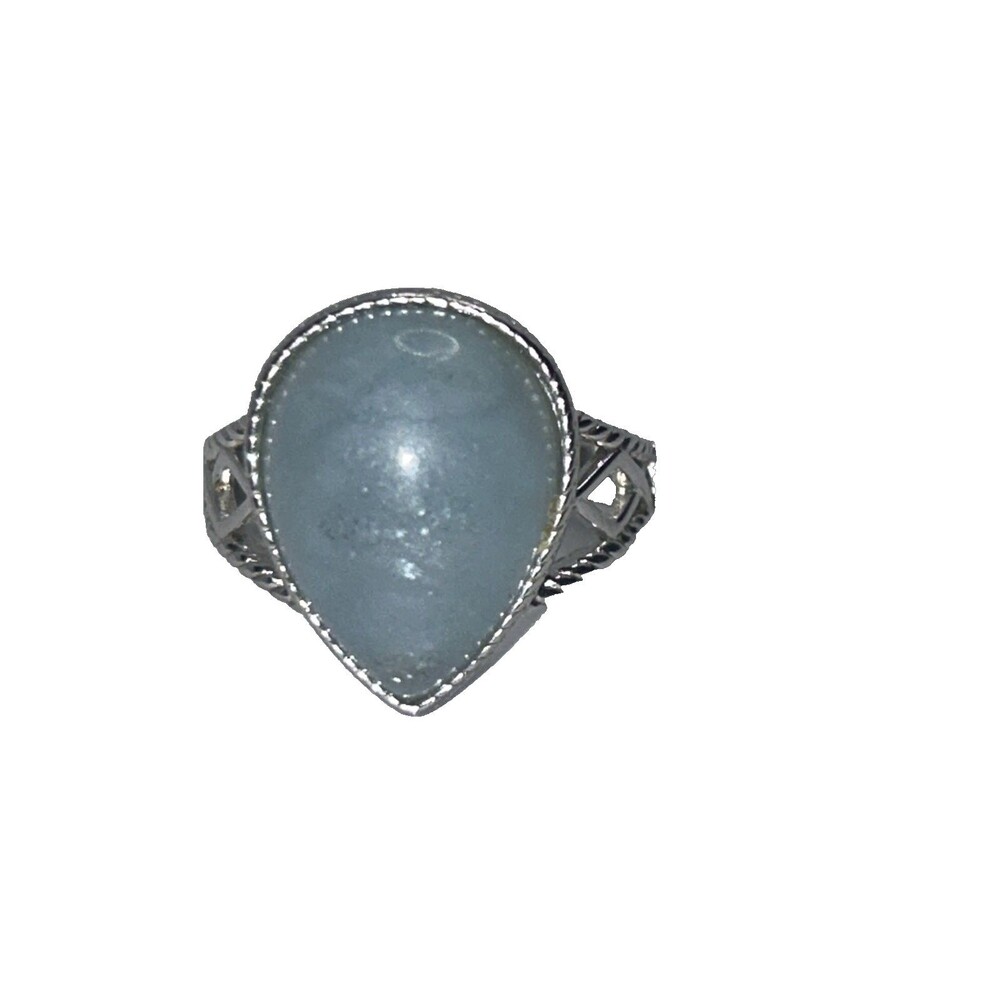 DK Sterling Silver Light blue stone Cocktail Ring Size 7, 925
